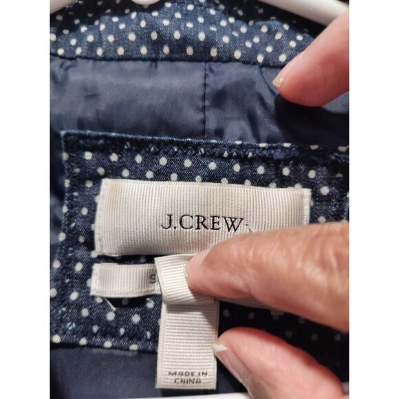 J. Crew Schoolboy Blazer Women's Size 4 Indigo Polka Dot Button-Down Notch Lined - Picture 3 of 12